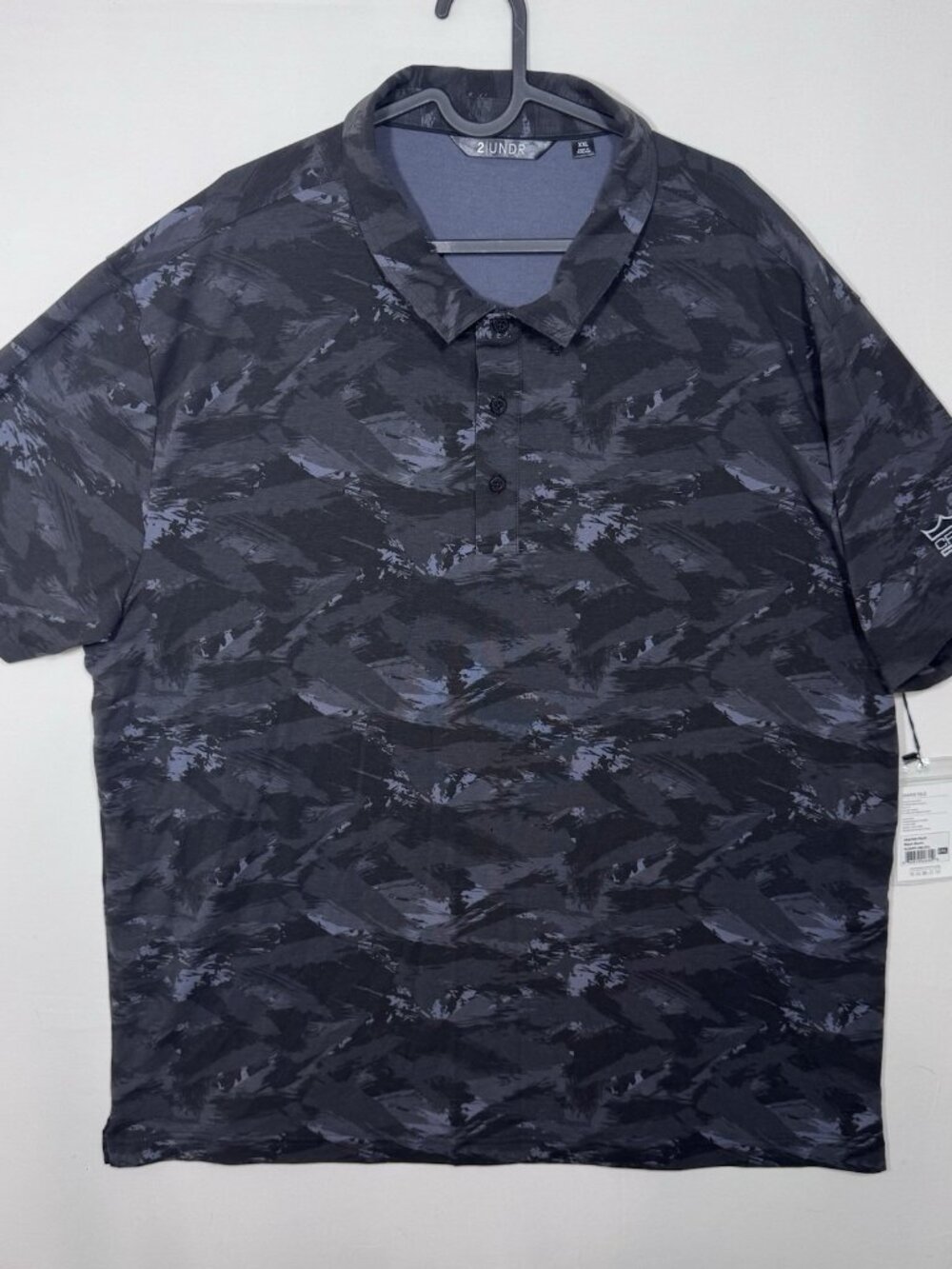 2UNDR Draper Polo Men’s 2XL XXL Black Storm Camo Golf Athleisure NWT